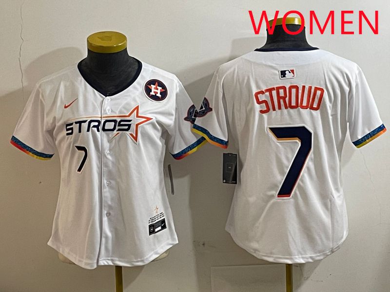 Women Houston Astros #7 Stroud White Fourth generation Joint Name Nike 2025 MLB Jersey style 7->women mlb jersey->Women Jersey